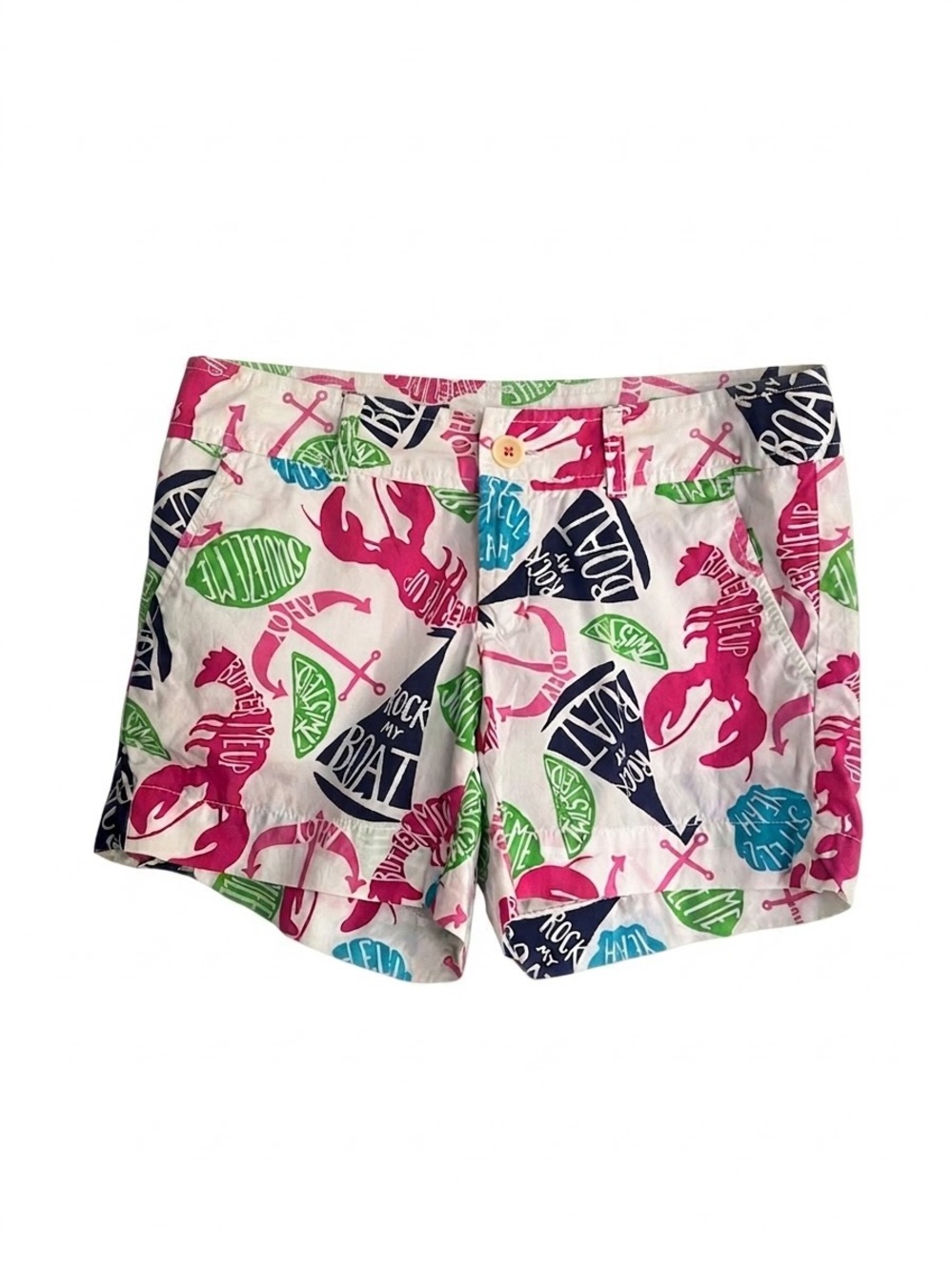 Lilly Pulitzer White Shorts with Pink, Green & Blue Nautical Print